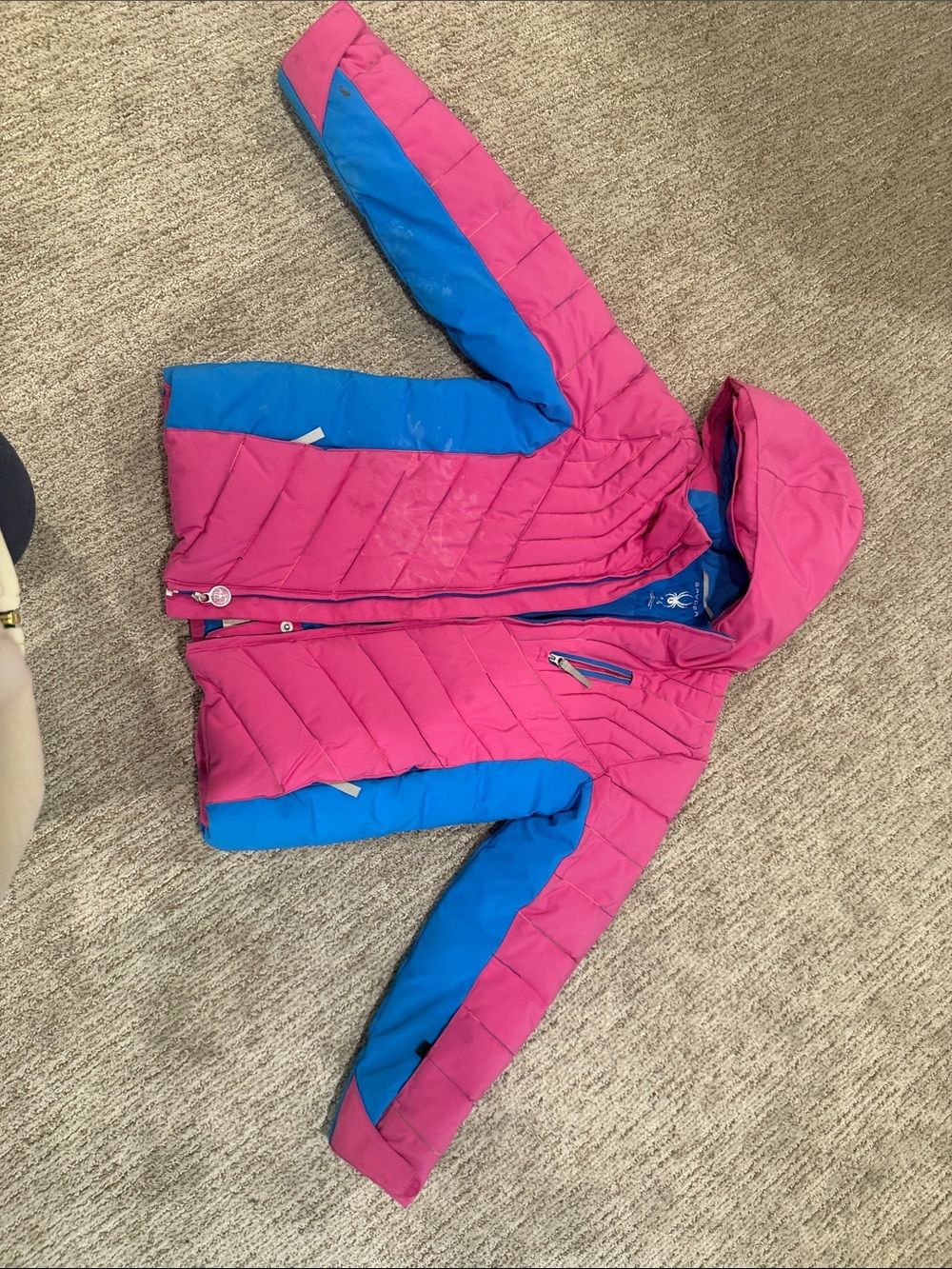 Girls' spider ski Puffer Jacket in Pink and Blue